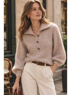 Sezane Micky half-zip mohair sweater